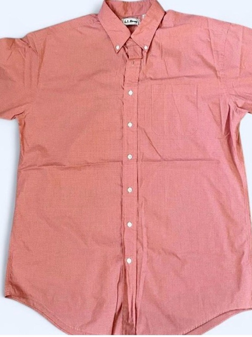 L.L. Bean Men's Short Sleeve Button Down Shirts Gingham Plaid-Lot of 2 Sz T Lrg